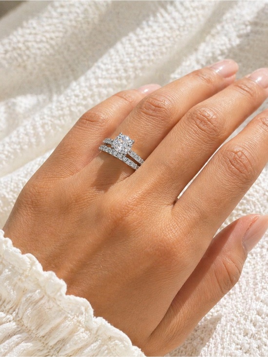 Charter Club Jewelry - Classic Solitaire and Pavé Diamond Wedding Ring Set - White